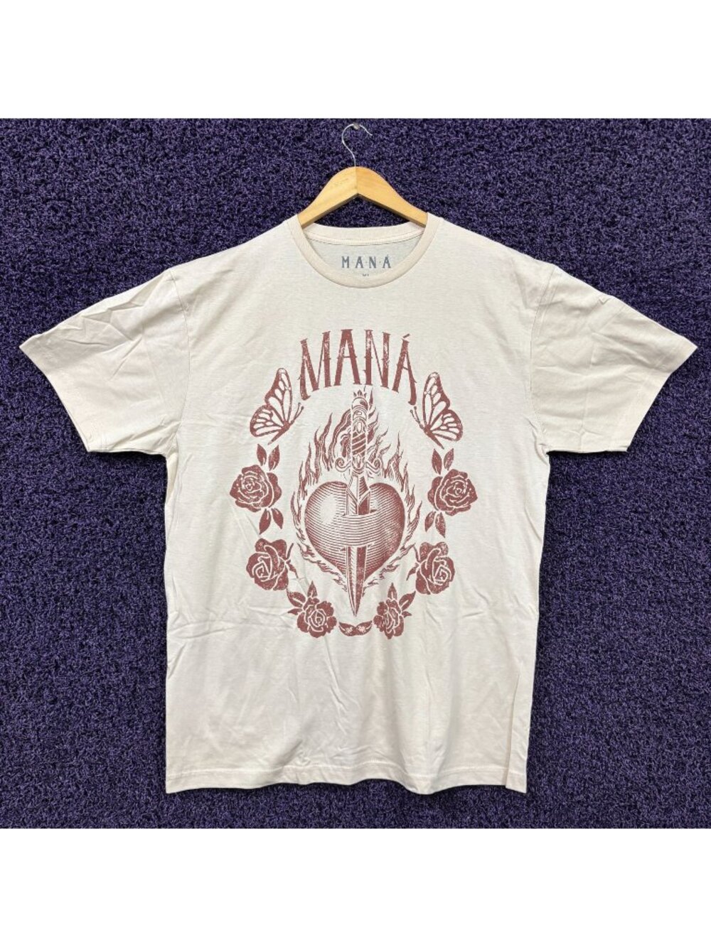 Mana Vivir Sin Aire Tour Mariposa Tracionera Art T-Shirt XL